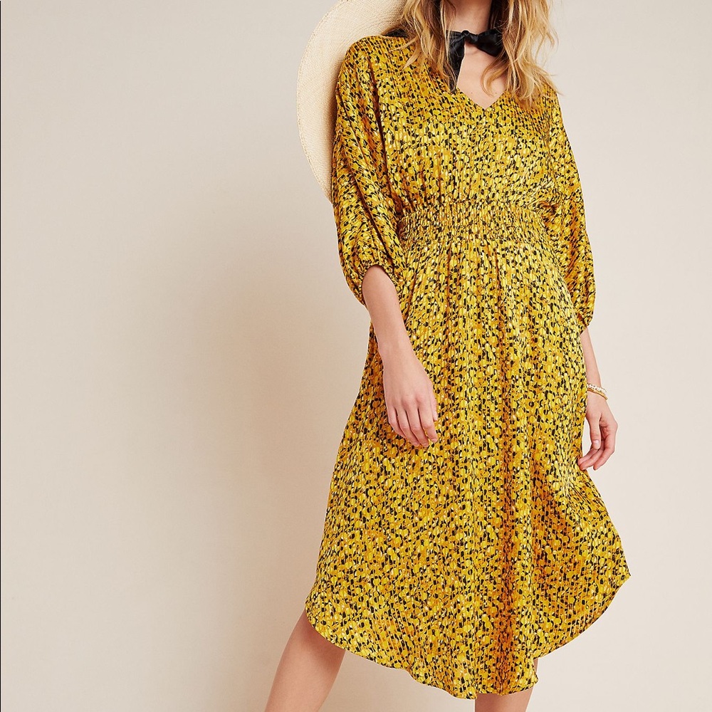 ANTHROPOLOGIE YELLOW BALLOON SLEEVE DRESS SZ XS